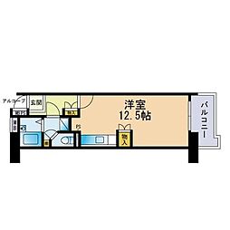 アーベイン大橋 ワンルームの間取図画像