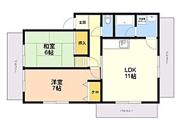 プリメラ緒方 2LDKの間取図画像