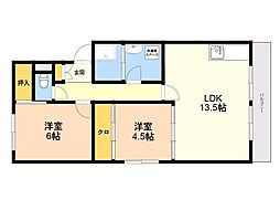 京地ビル 2LDKの間取図画像