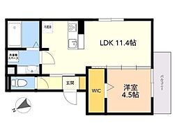 コンフォール大橋 1LDKの間取図画像