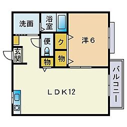 アルコバレエノ三宅 1LDKの間取図画像