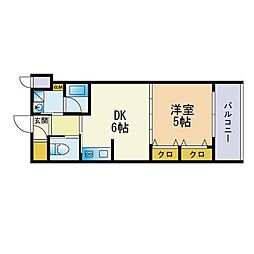 ヴィアーレ大橋 1DKの間取図画像