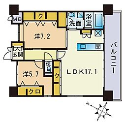 レジデンツァ大橋 2LDKの間取図画像