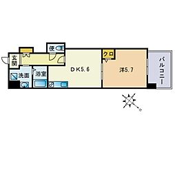 クレストパーク平尾 1DKの間取図画像