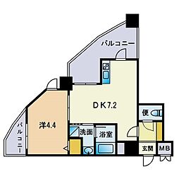 HF平尾レジデンスイースト 1DKの間取図画像