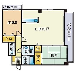 アルカンシェル長丘 2LDKの間取図画像