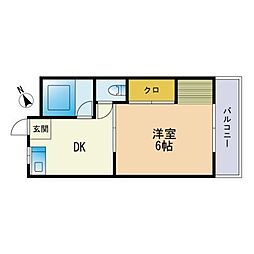 ハイツ長沢 1DKの間取図画像