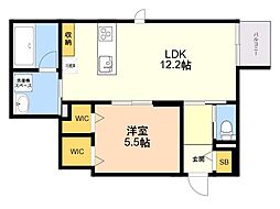 HARU高宮 1LDKの間取図画像