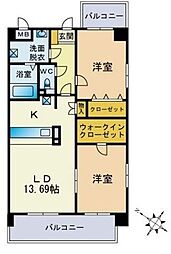 Grandir大橋 2LDKの間取図画像