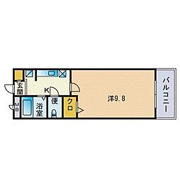 エランドール谷 1Kの間取図画像