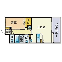 クリエート日赤通り 1LDKの間取図画像
