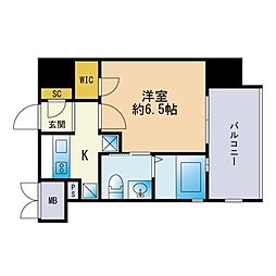 S-FORT高宮 1Kの間取図画像