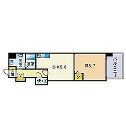 クレストパーク平尾 1DKの間取図画像