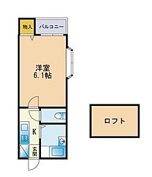ピュア大橋弐番館 1SKの間取図画像