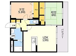 ベルデュール博多南 2LDKの間取図画像