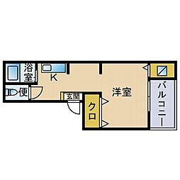 イマージュ姪浜1 ワンルームの間取図画像
