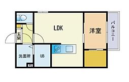 パインビレッジB 1LDKの間取図画像
