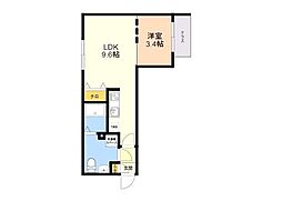 quador姪浜 1LDKの間取図画像