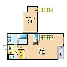 室見館 ワンルームの間取図画像