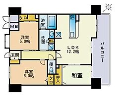 ネオヒューマインド姪浜 3LDKの間取図画像