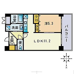 愛宕ガーデンリュクス 1LDKの間取図画像
