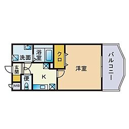 S-FORT姪浜 1Kの間取図画像