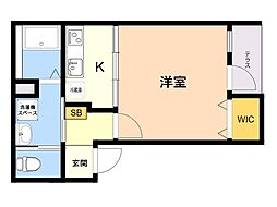 リテラス愛宕DUO 1Kの間取図画像