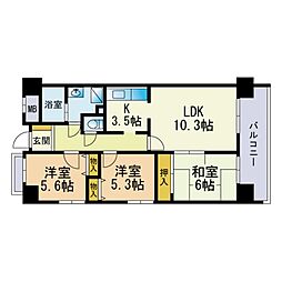 シティラック愛宕 3LDKの間取図画像