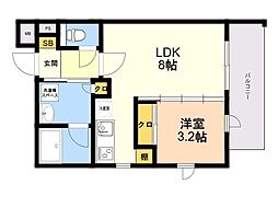 リアンレガーロ室見ステーション 1LDKの間取図画像