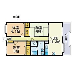 サイトヴィラ姪浜 3LDKの間取図画像