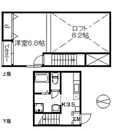 セレス姪浜 ワンルームの間取図画像