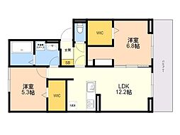 D-ROOM上山門 2LDKの間取図画像