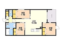 MODERN PALAZZO姪浜II 3LDKの間取図画像
