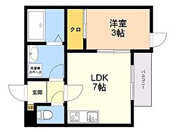 グロリアス室見 1LDKの間取図画像