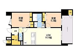 S-RESIDENCE愛宕SOUTH 2LDKの間取図画像