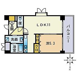 愛宕ガーデンリュクス 1LDKの間取図画像