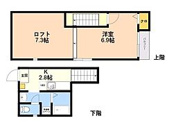 コスモ九大南 2階1Kの間取り