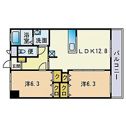 サン・ホークス伊都 2LDKの間取図画像