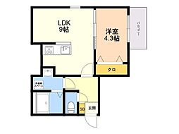 メゾン・ボア周船寺 1LDKの間取図画像