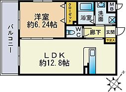 メゾンシャルルドゥ 1LDKの間取図画像