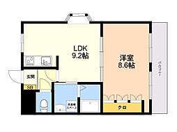 ユースパレス3 1LDKの間取図画像