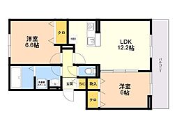グランドール糸島中央 2LDKの間取図画像