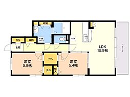 ラ・カーサ未来 2LDKの間取図画像