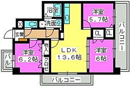 グリーンスクエア 3LDKの間取図画像