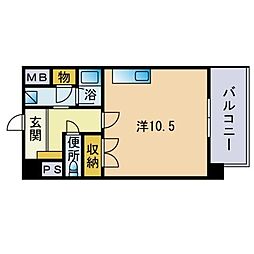 ハートマンション ワンルームの間取図画像