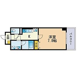 ヴィルヌーブ 1Kの間取図画像