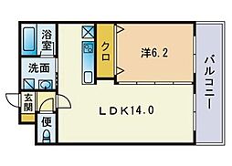 ヴェステンキーファー 1LDKの間取図画像