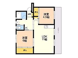 ビレッジハウス今宿3棟 2LDKの間取図画像