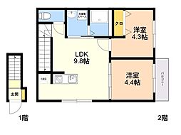 周船寺2丁目アパート(仮称) 2LDKの間取図画像