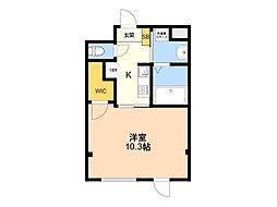 ＳＩＭＡ笹丘 205 2階1Kの間取り